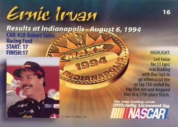 1994 Maxx Medallion #16 Ernie Irvan Back