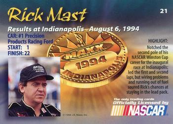 1994 Maxx Medallion #21 Rick Mast Back
