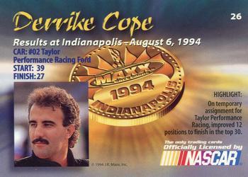1994 Maxx Medallion #26 Derrike Cope Back