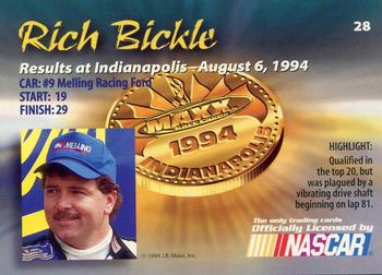 1994 Maxx Medallion #28 Rich Bickle Back