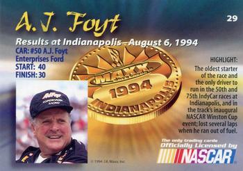 1994 Maxx Medallion #29 A.J. Foyt Back