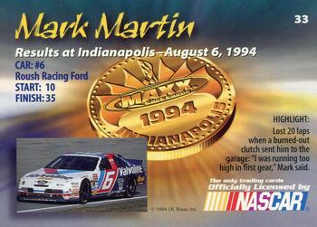 1994 Maxx Medallion #33 Mark Martin Back