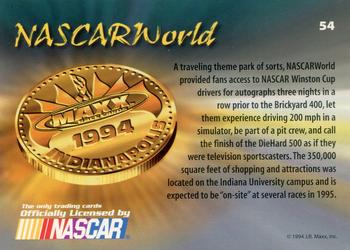 1994 Maxx Medallion #54 NASCAR World Back