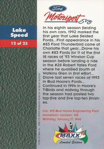1994 Maxx Ford Motorsport #12 Lake Speed Back