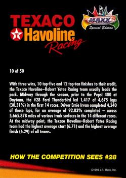 1994 Maxx Texaco Havoline Racing #10 How the Competition Sees #28 Back