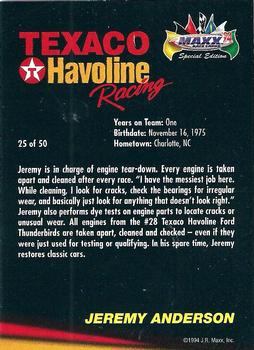 1994 Maxx Texaco Havoline Racing #25 Jeremy Anderson Back