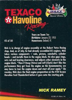 1994 Maxx Texaco Havoline Racing #45 Nick Ramey Back
