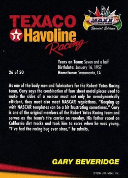 1994 Maxx Texaco Havoline Racing #26 Gary Beveridge Back