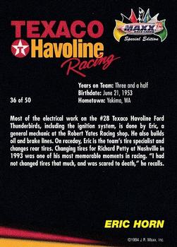 1994 Maxx Texaco Havoline Racing #36 Eric Horn Back