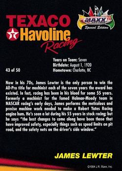 1994 Maxx Texaco Havoline Racing #43 James Lewter Back