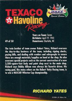 1994 Maxx Texaco Havoline Racing #49 Richard Yates Back
