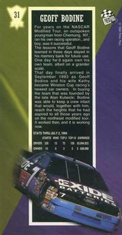 1994 Press Pass Optima XL - Red Hot #31 Geoff Bodine Back
