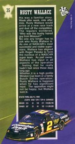 1994 Press Pass Optima XL - Red Hot #35 Rusty Wallace Back