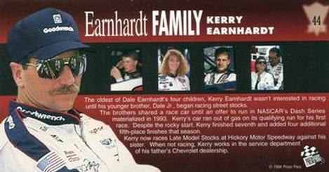 1994 Press Pass Optima XL - Red Hot #44 Kerry Earnhardt Back