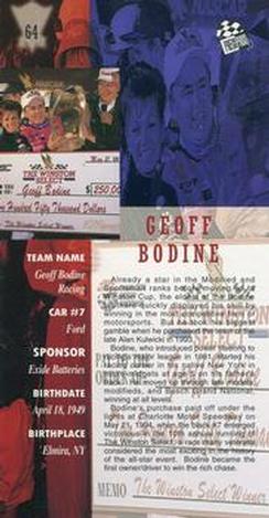 1994 Press Pass Optima XL - Red Hot #64 Geoff Bodine Back