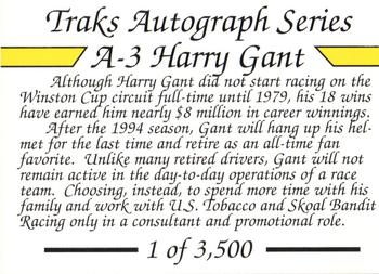 1994 Traks - Autograph Series #A-3 Harry Gant Back