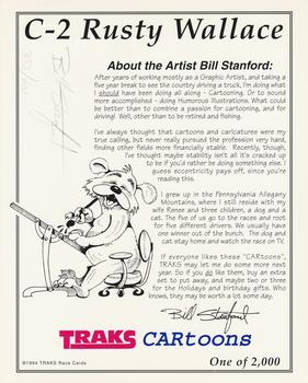 1994 Traks - Cartoons Autographed #C-2 Rusty Wallace Back