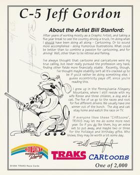 1994 Traks - Cartoons Autographed #C-5 Jeff Gordon Back