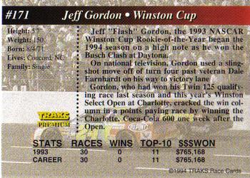 1994 Traks - First Run #171 Jeff Gordon Back