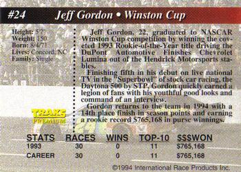 1994 Traks - First Run #24 Jeff Gordon Back