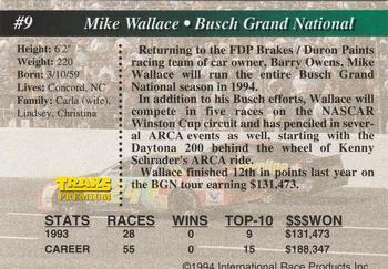 1994 Traks - First Run #9 Mike Wallace Back