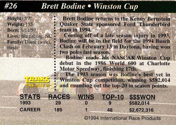 1994 Traks - First Run #26 Brett Bodine Back