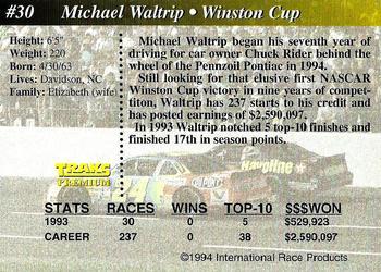 1994 Traks - First Run #30 Michael Waltrip Back