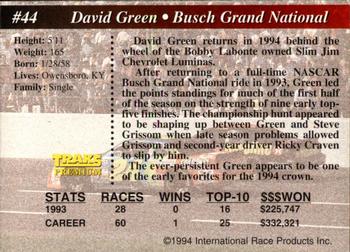 1994 Traks - First Run #44 David Green Back