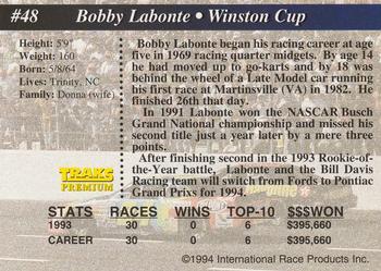 1994 Traks - First Run #48 Bobby Labonte Back
