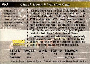 1994 Traks - First Run #63 Chuck Bown Back