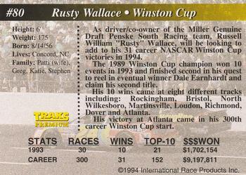 1994 Traks - First Run #80 Rusty Wallace Back