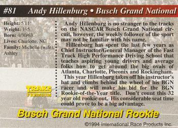 1994 Traks - First Run #81 Andy Hillenburg Back