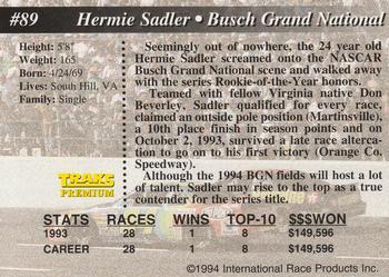 1994 Traks - First Run #89 Hermie Sadler Back
