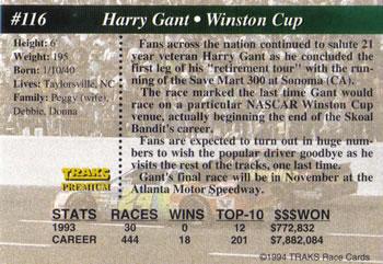 1994 Traks - First Run #116 Harry Gant Back