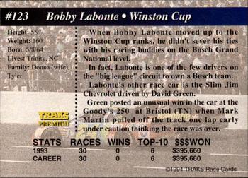 1994 Traks - First Run #123 Bobby Labonte Back