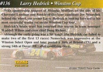 1994 Traks - First Run #136 Larry Hedrick Back