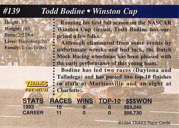 1994 Traks - First Run #139 Todd Bodine Back