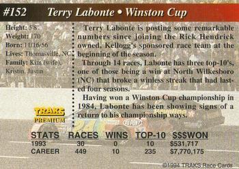 1994 Traks - First Run #152 Terry Labonte Back