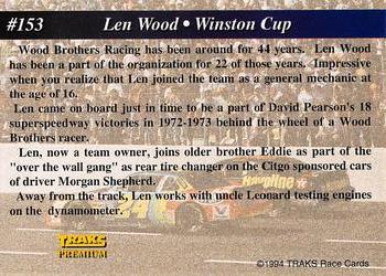1994 Traks - First Run #153 Len Wood Back
