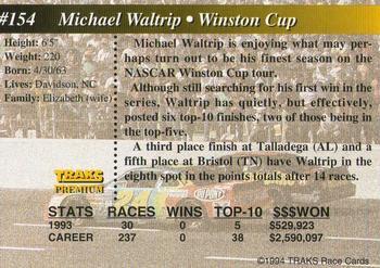 1994 Traks - First Run #154 Michael Waltrip Back