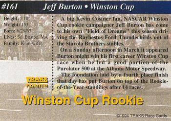 1994 Traks - First Run #161 Jeff Burton Back