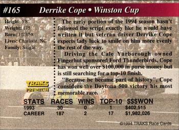 1994 Traks - First Run #165 Derrike Cope Back