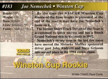 1994 Traks - First Run #183 Joe Nemechek Back