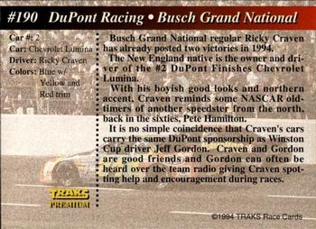 1994 Traks - First Run #190 DuPont Racing Back