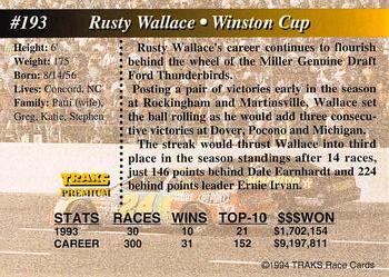 1994 Traks - First Run #193 Rusty Wallace Back