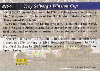 1994 Traks - First Run #196 Troy Selberg Back