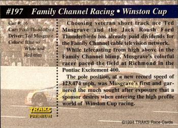 1994 Traks - First Run #197 Family Channel Racing Back
