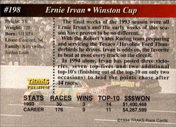 1994 Traks - First Run #198 Ernie Irvan Back