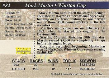 1994 Traks - First Run #82 Mark Martin Back