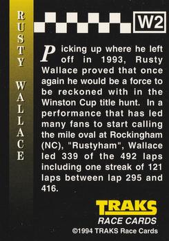 1994 Traks - Series I Winners #W2 Rusty Wallace Back